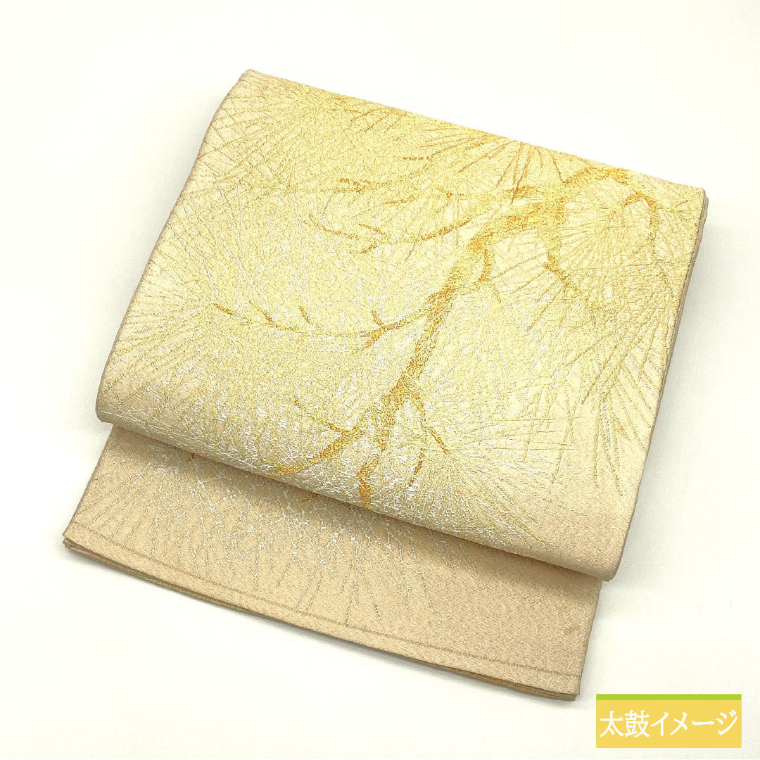 袋帯 正絹 Aランク 生成り色(きなりいろ) 西陣織 松 留袖用 帯丈430cm ポイント柄 フォーマル クリーム系 1123016573315