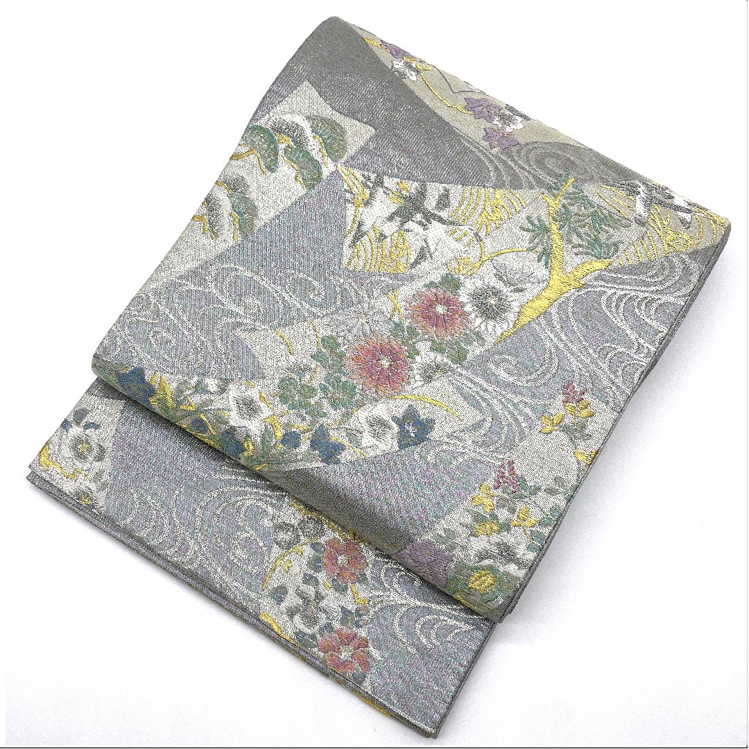 袋帯 観世流水 吉祥文様 帯丈430cm 正絹 Aランク 六通 フォーマル グラデーション系 1123007613399