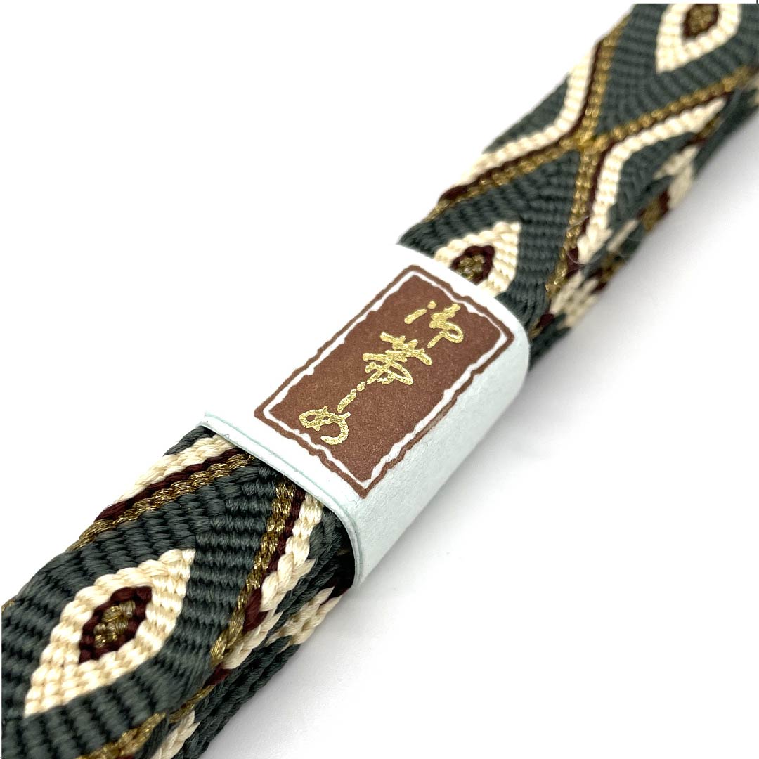 (新古品) 帯締め 正絹 四分紐 錆納戸色(さびなんどいろ) 手組紐 しゃれ心 金属糸使用 長さ約156cm 幅約1.5cm カジュアル Sランク 緑系 1135002762319