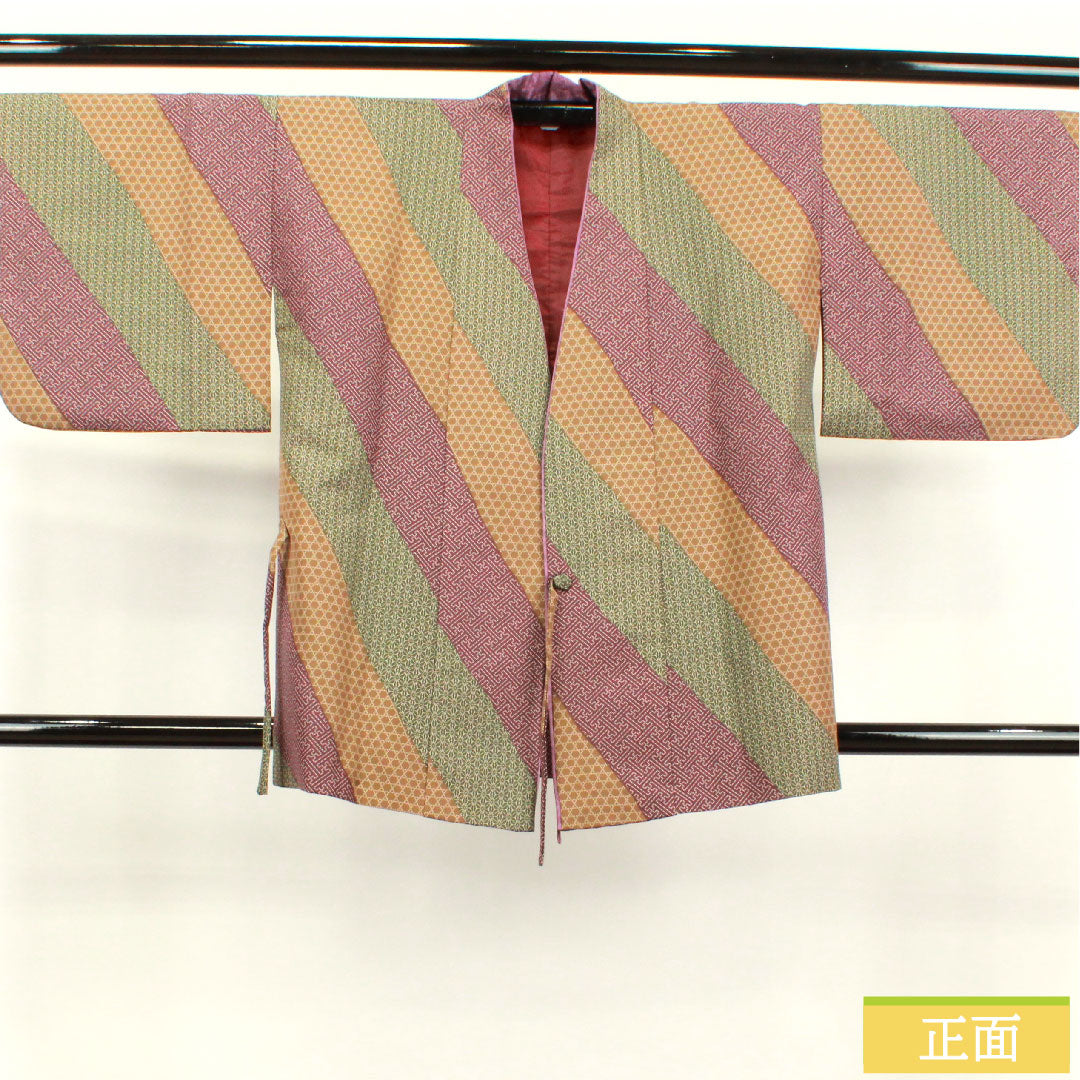 道中着 ポリエステル 身丈83.5cm 裄丈66cm 幾何学模様 洗える着物 Sランク 袷 グラデーション系 1117000872999