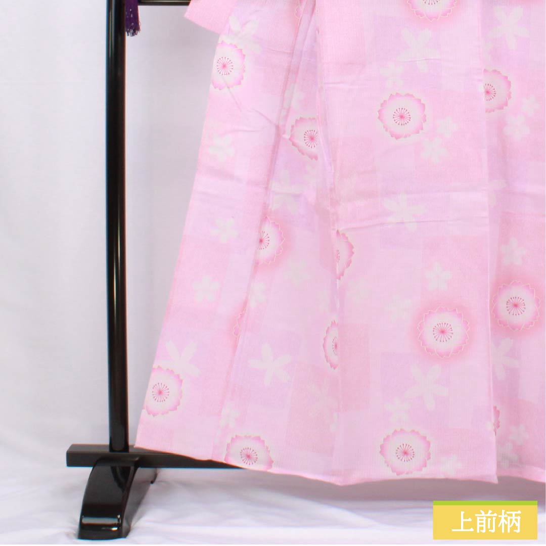 浴衣 木綿 身丈159cm 裄丈65.5cm Bランク 単衣 ピンク系 唐棣色(にわうめいろ) 八重桜 1118006074313