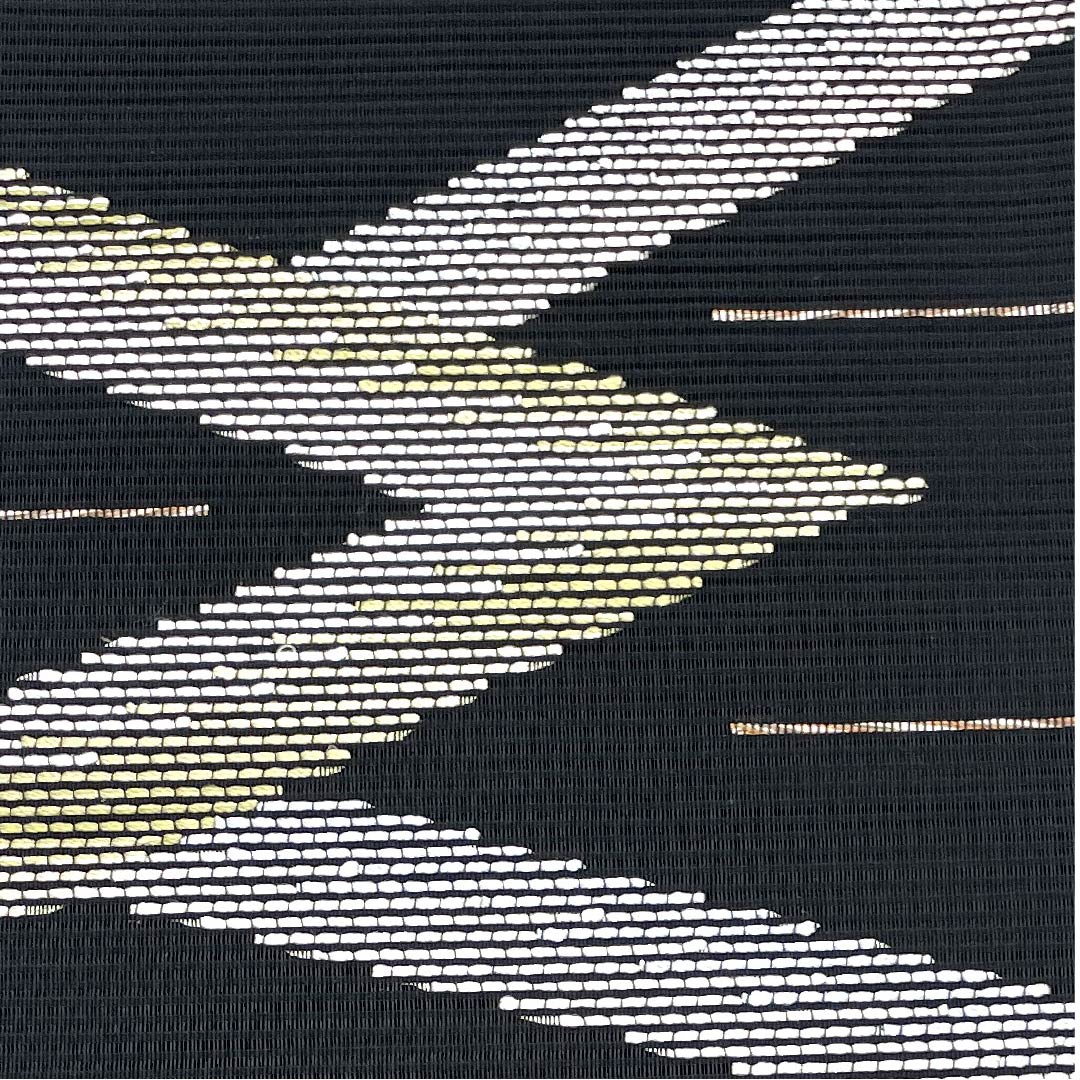 (Brand new, unused) Fukuro Obi, Summer Obi, Black, Geometric Pattern, Summer, Obi Length 442cm, Pure Silk, NEW Rank, Point Pattern, Semi-Formal, Black, 1123008471310