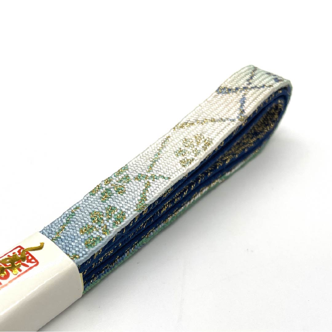 帯締め 正絹 四分紐 韓藍色(からあいいろ) ぼかし 花模様 長さ約163cm 幅約1.5cm セミフォーマル Sランク 青系 1135003042317