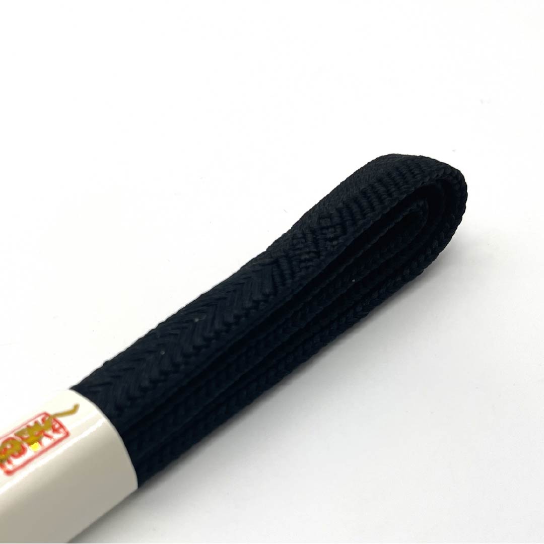 (新古品) 帯締め 正絹 四分紐 黒色(くろいろ) 無地 喪服用 長さ約161cm 幅約1.5cm セミフォーマル NEWランク 黒系 1135003091310