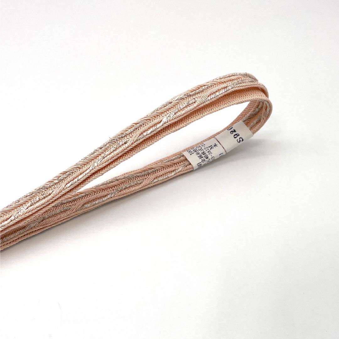 (新品)帯締め 正絹 NEWランク 乙女色(おとめいろ) 五嶋紐 単衣用 夏用 長さ約165cm 幅約1.3cm セミフォーマル ピンク系 1135005451313