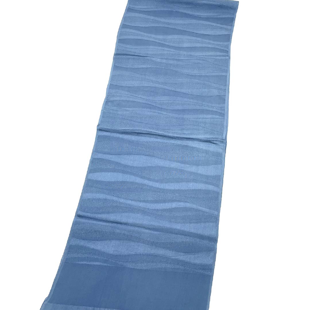 帯揚げ 正絹 Sランク カジュアル 紫陽花青色(あじさいあおいろ) よろけ縞 長さ約171cm 幅約29cm 青系 1136004682917