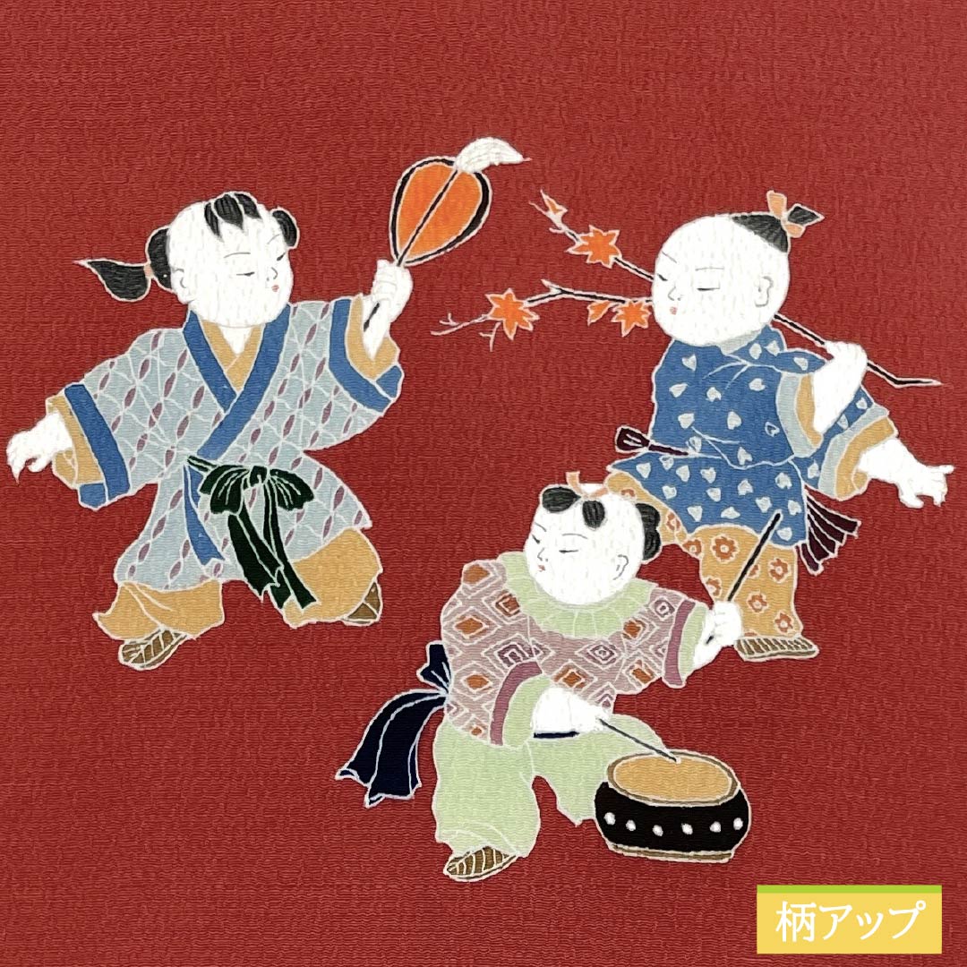 名古屋帯 紅絹色(もみいろ) ちりめん地 染め帯 童 帯丈363cm 正絹 Sランク ポイント柄 カジュアル 朱系 1124007542316 名古屋仕立て