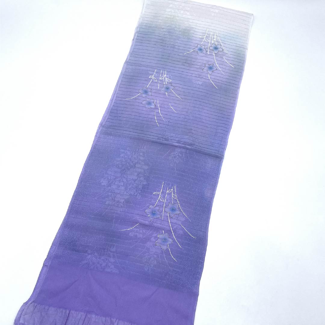 帯揚げ 正絹 Sランク セミフォーマル 藤色(ふじいろ) 青藤色(あおふじいろ) 夏用 絽 長さ約163cm 幅約27cm 紫系 1136004742920