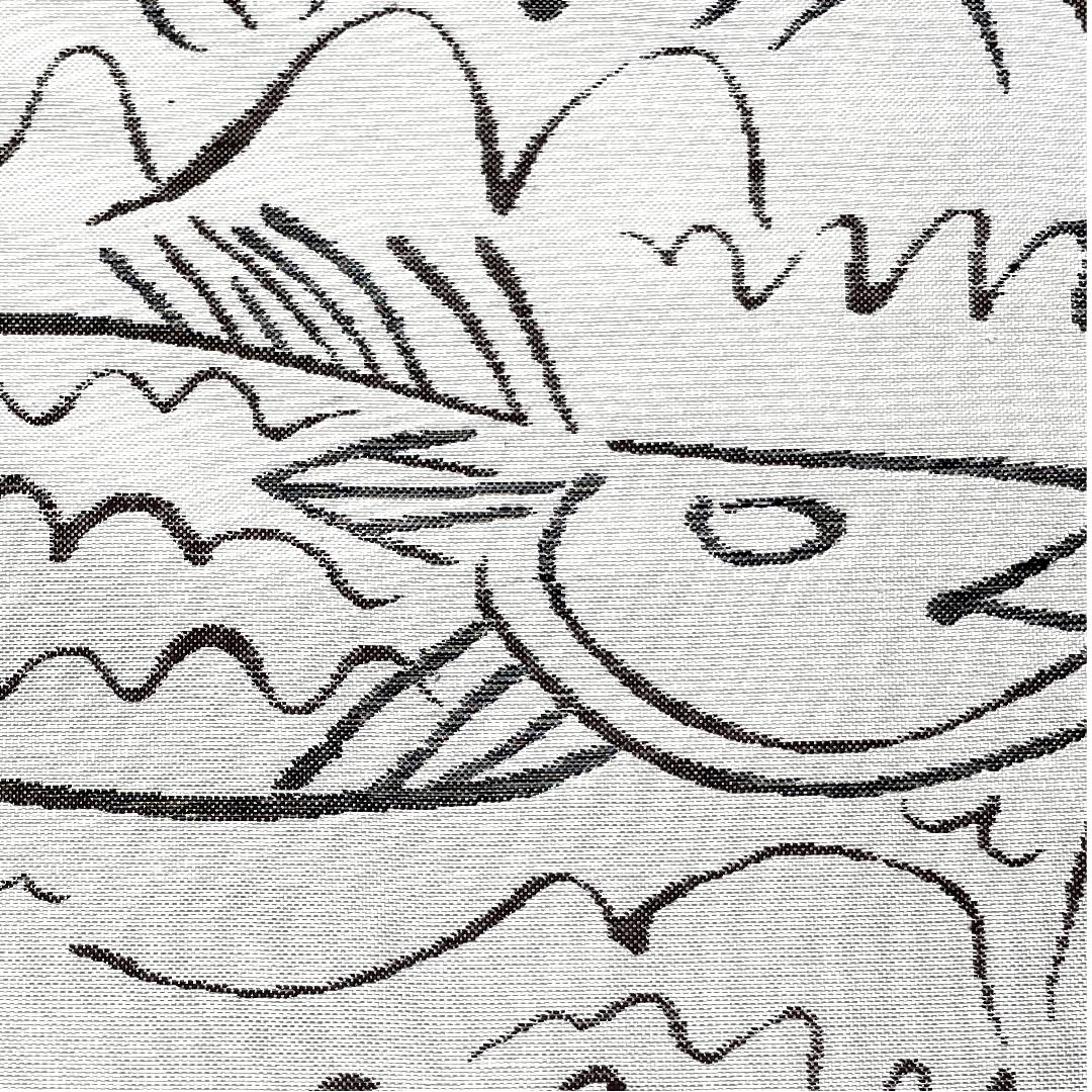 Fukuro Obi (milky white obi) with fish motif, Katsuyama Orimono, obi length 434cm, pure silk, A rank, six-pass, casual, white, 1123008073311