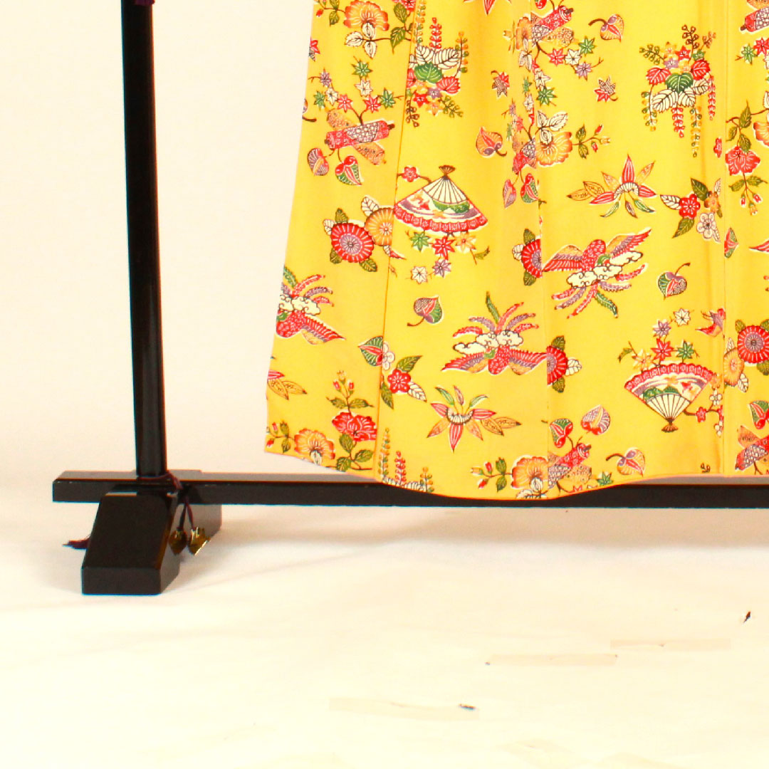 小紋 身丈156.5cm 裄丈64cm 袷 紅型 正絹 Aランク 黄系 1115002033323