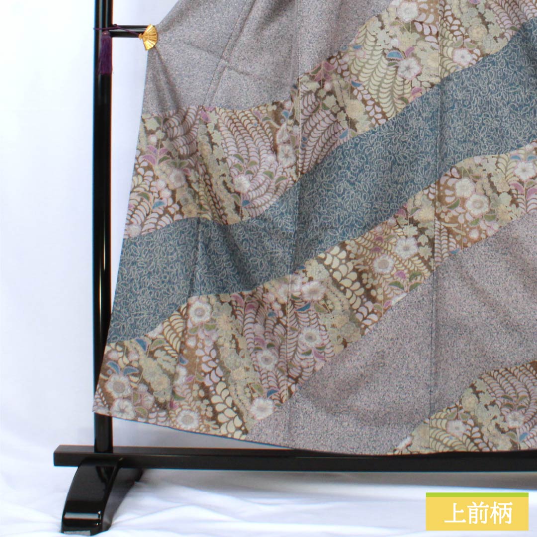 訪問着 正絹 Sランク 袷 身丈156cm 裄丈62.5cm 灰桜色(はいざくらいろ) 大島紬 辻ヶ花 しつけ糸付き パールトーン加工 グレー系 1112007472322