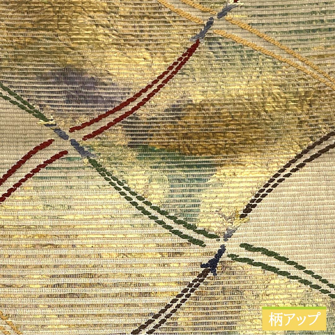 袋帯 正絹 扇綾謹製 太箔 紐文 帯丈444cm Sランク 六通 セミフォーマル グラデーション系 1123014902399