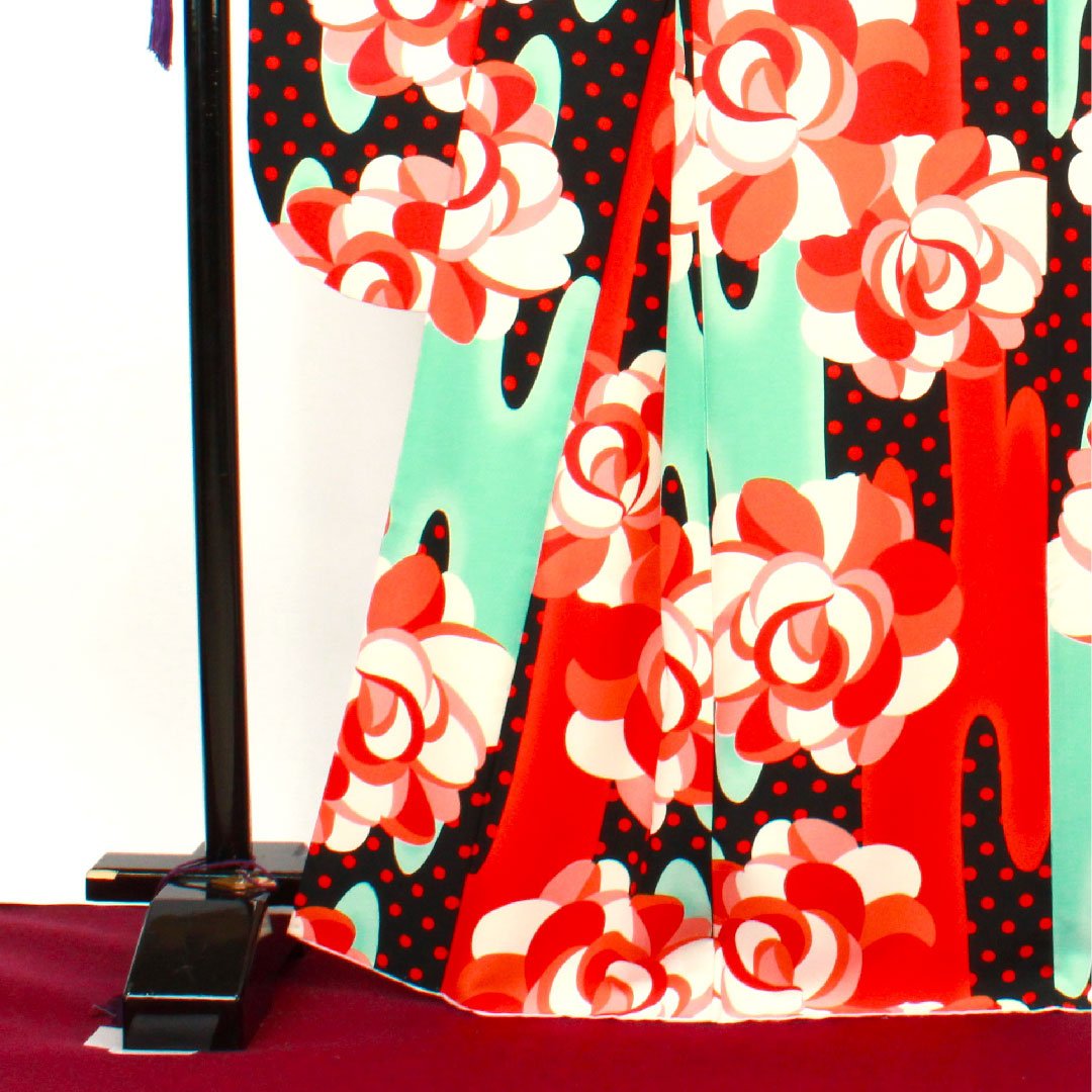 振袖 身丈172cm 裄丈63cm 袷 洗える着物 薔薇 ポリ Sランク グラデ 1113001382699