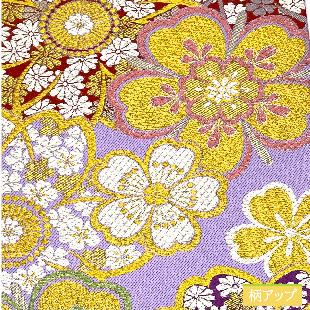 袋帯 正絹 淡紫色色(たんししょくいろ) 桜 帯丈446cm Sランク 六通 フォーマル 紫系 1123011642320
