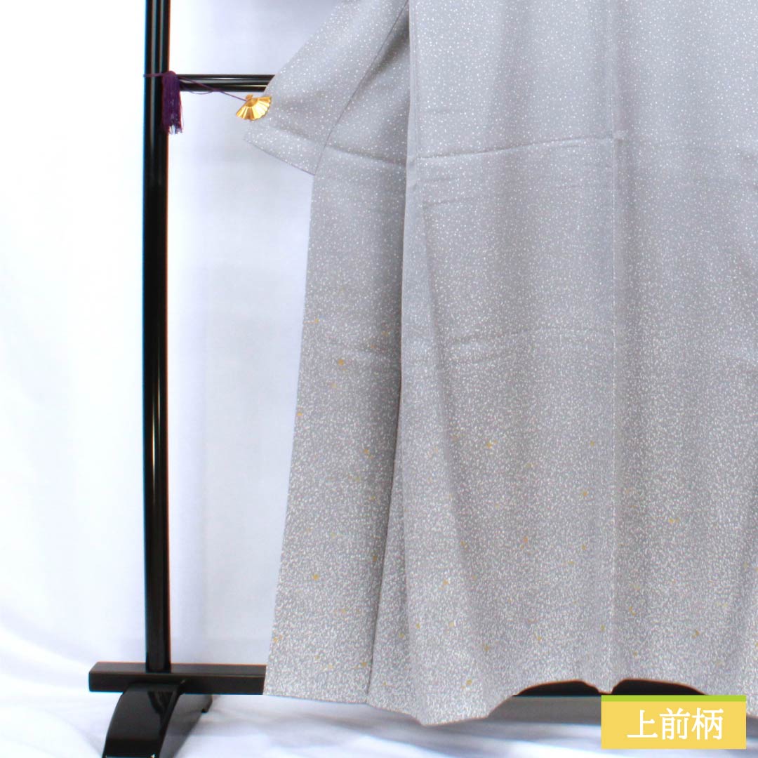 訪問着 正絹 Sランク 袷 身丈157.5cm 裄丈65.5cm つるば鼠色(つるばねずみいろ) タタキ染 箔飛ばし グレー系 1112006502322