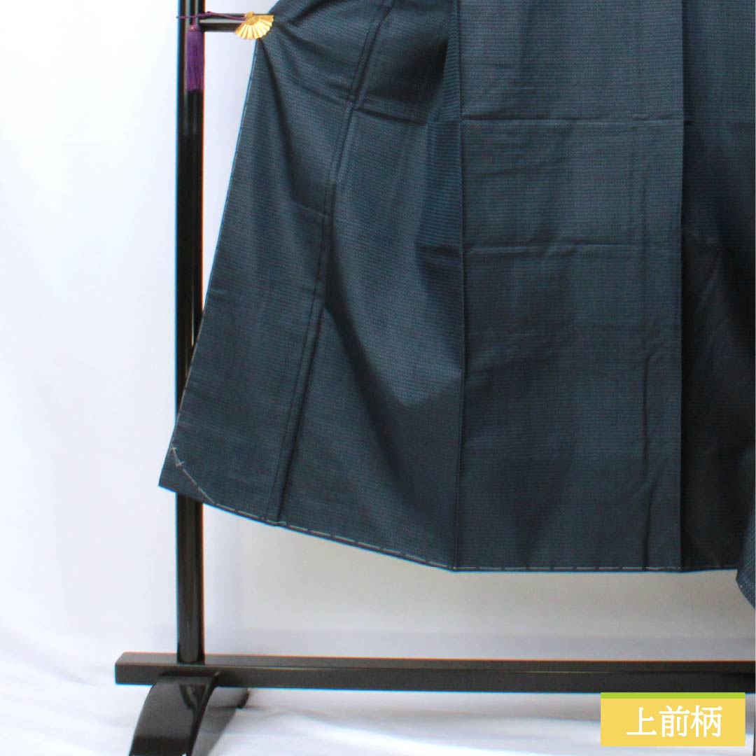 男物 正絹 Sランク 身丈141.5cm 裄丈67cm 濃紺色(のうこんいろ) 大島紬 100亀甲 アンサンブル 袷 紺系 1119001342418