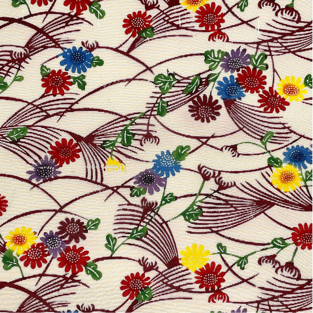 名古屋帯 草花模様 型染 染め帯帯丈361.5cm 正絹 Aランク ポイント柄 カジュアル 赤系 1124001883312 名古屋仕立て