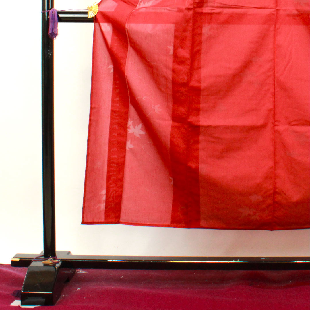 Summer item, pure silk, plain color, length 151.5cm, sleeve length 62cm, crimson, maple leaves, gauze, S rank, red, 1132001252212