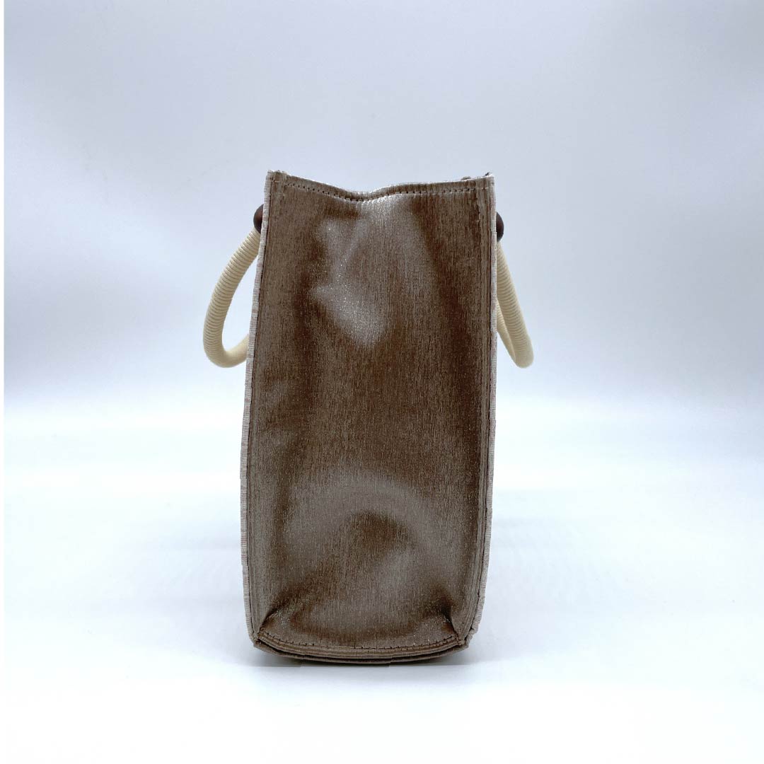 和装バック カジュアル 浅紅色(あさべにいろ) 普段用 七宝 底鋲付き ベージュ系 Sランク 113900004225