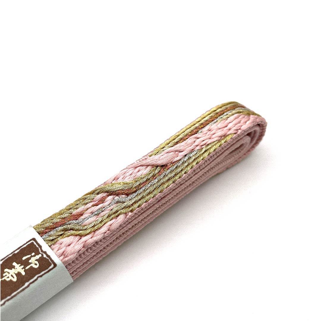 (新古品) 帯締め 正絹 四分紐 浅紅色(あさべにいろ) 特選金銀糸 金属糸使用 新古品 長さ約168cm 幅約1.5cm セミフォーマル Sランク ピンク系 1135001172913