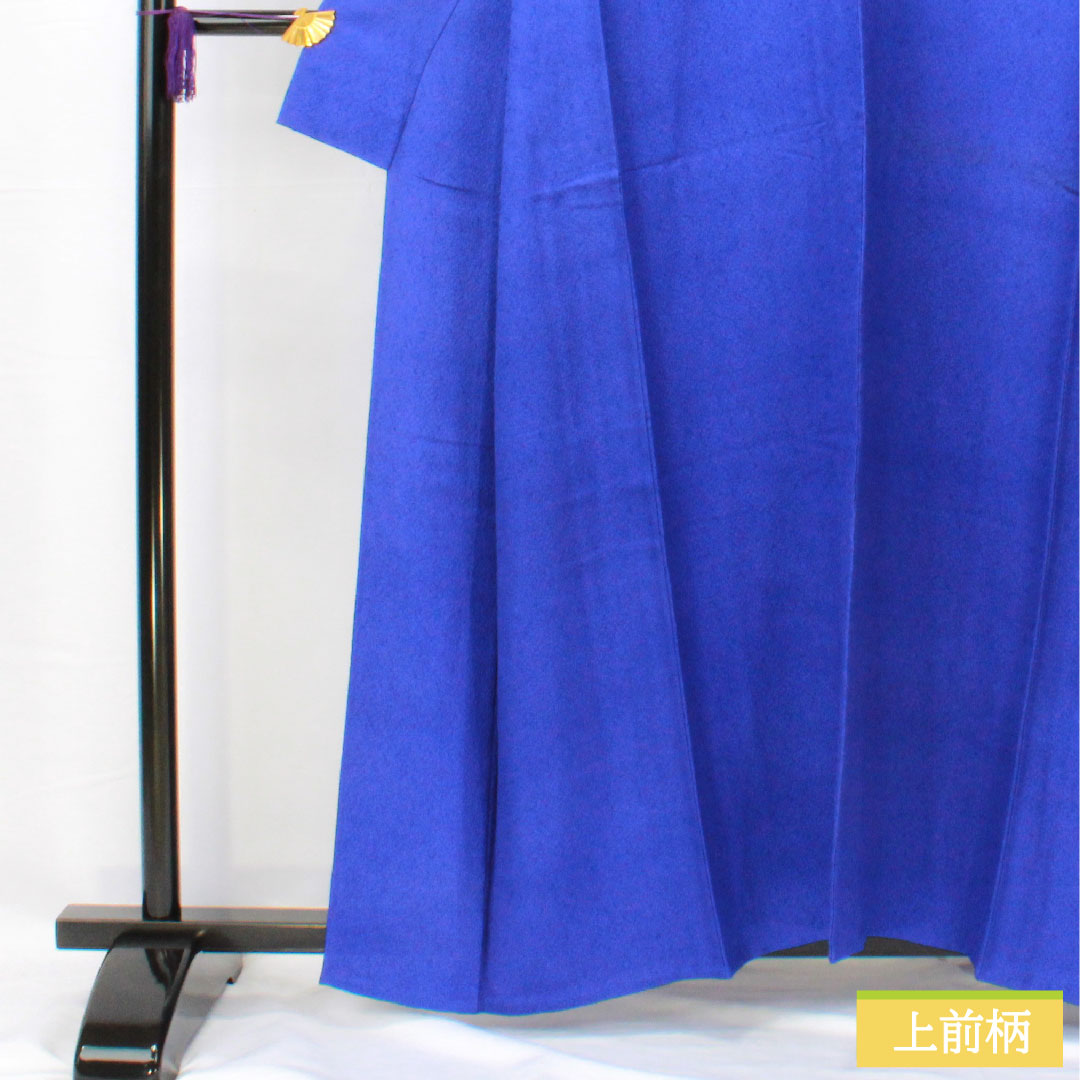 色無地 正絹 身丈160cm 裄丈65cm 桔梗色(ききょういろ) 一つ紋 五三桐 単衣 Sランク 紺系 1114001612418