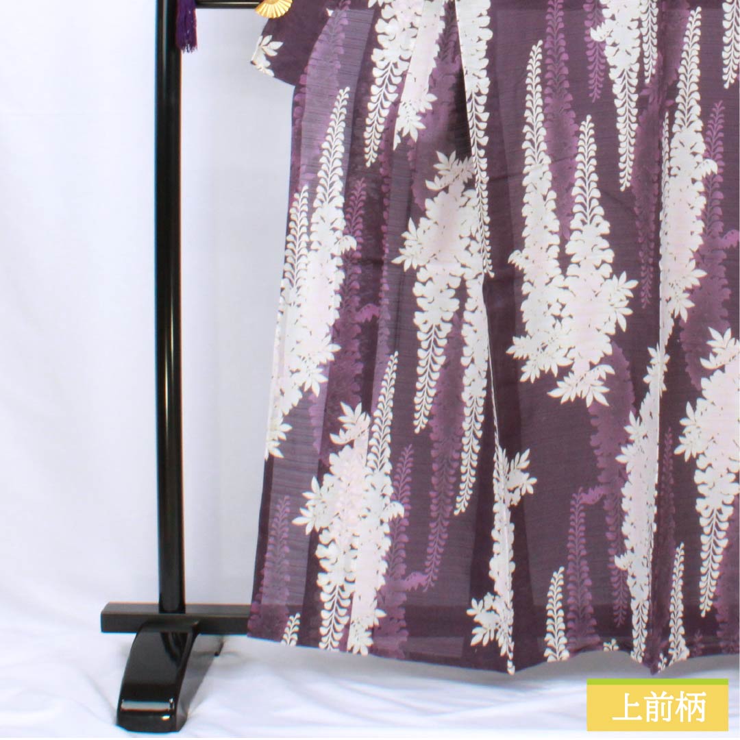 浴衣 木綿 身丈162cm 裄丈66cm Sランク 単衣 紫系 蒲萄紫色(ぶどうむらさきいろ) 藤 夢工房 1118005852420