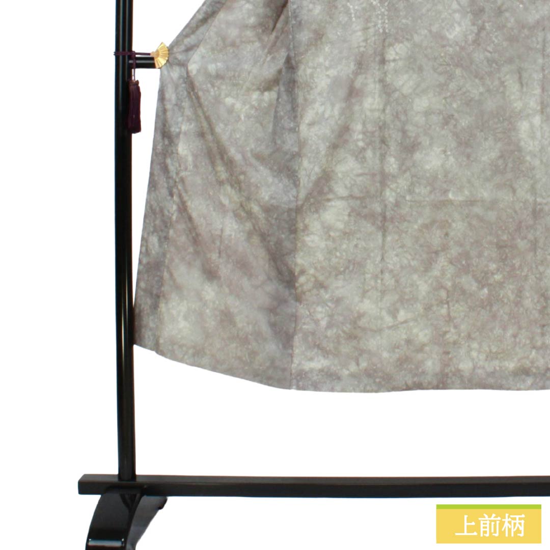 メンズ襦袢 ポリエステル Aランク 身丈137cm 裄丈68.5cm 灰色(はいいろ) 絞り風 笹 袷 グレー系 1140000953322