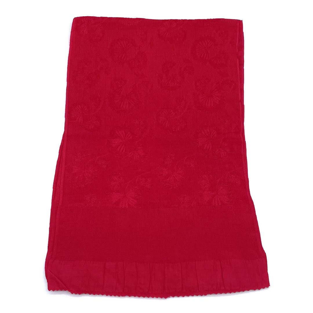 帯揚げ 正絹 カジュアル 紅赤色(べにあかいろ) 花 長さ約176cm 幅約27.5cm Sランク 赤系 1136000442912