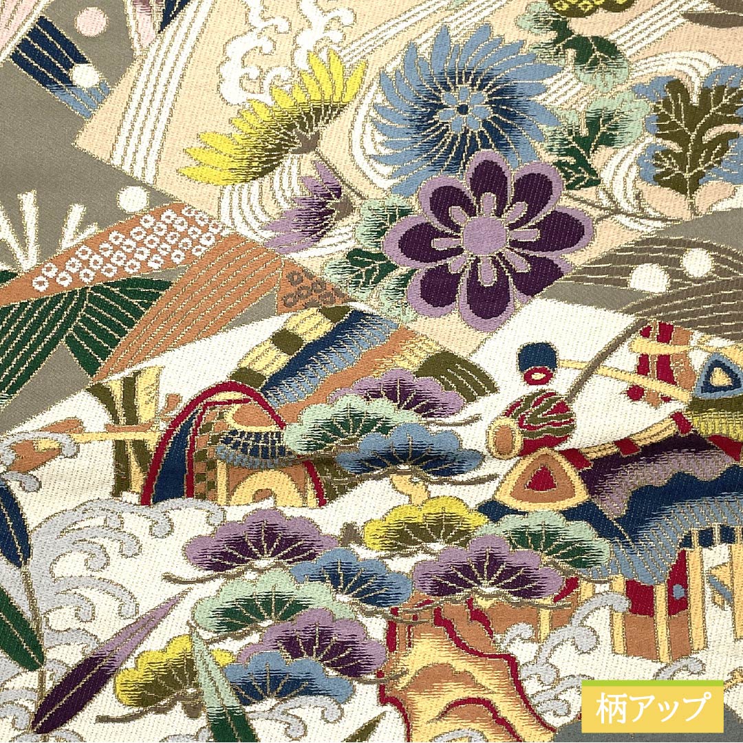 袋帯 正絹 消炭鼠色(けしずみねずみいろ) 留袖用 振袖用 白綾苑大庭 松竹梅 帯丈444cm Aランク 六通 フォーマル グレー系 1123013623322