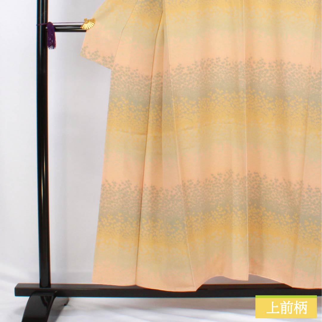 Komon silk S-rank, length 152.5cm, sleeve length 61.5cm, lined, Edo komon, stencil dyeing, circle with four squares, single crest, Seigaiha pattern, gradation pattern, product number 1115006492299