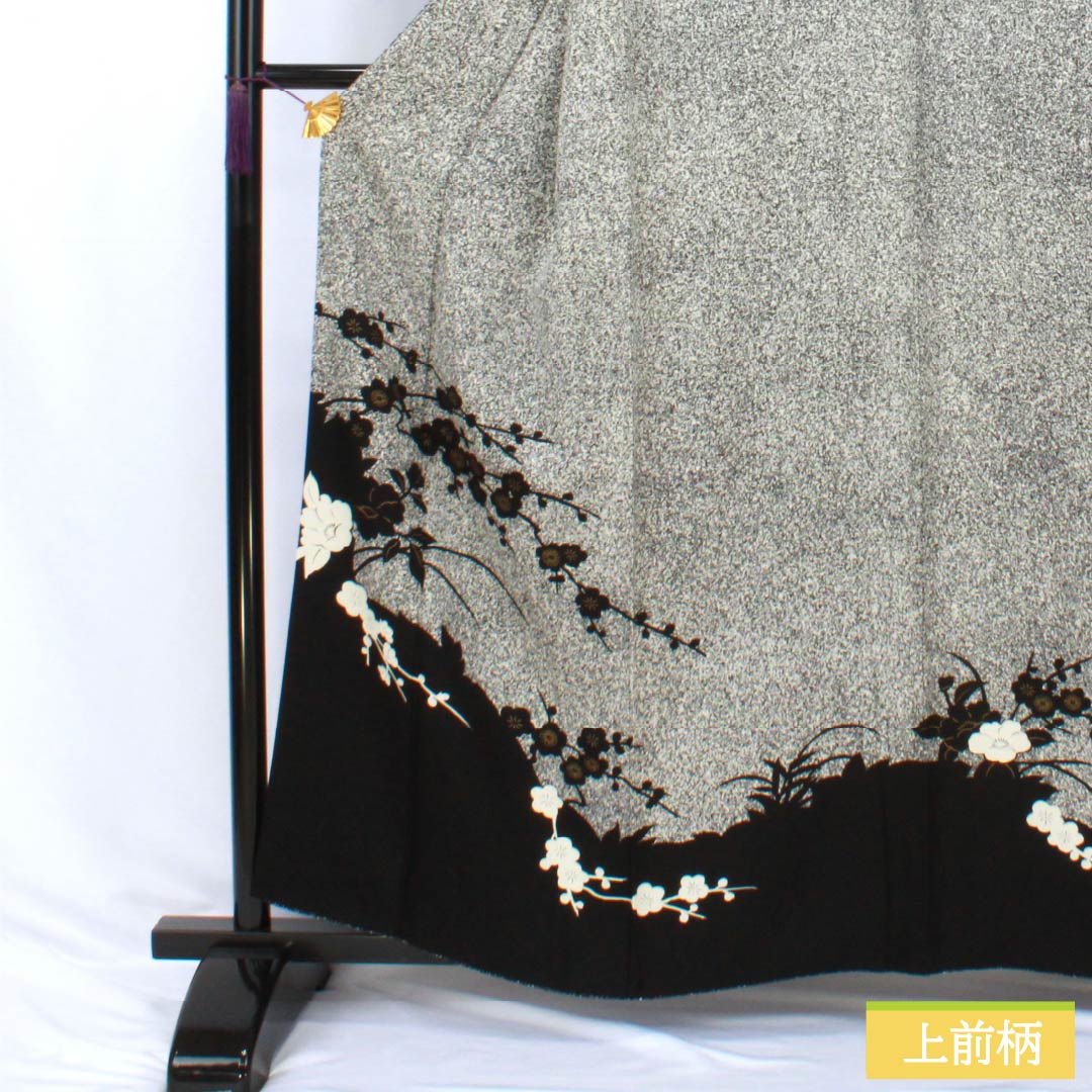 Homongi Silk S-rank Awase Length 159.5cm Sleeve Length 66cm Tataki Dye Plum Monochrome 1112007662327