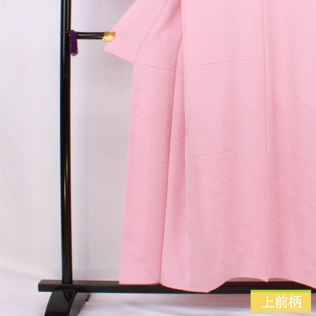 色無地 正絹 Aランク 身丈152.5cm 裄丈61cm 浅紅色(あさべにいろ) 綸子 吉祥文様 袷 ピンク系 1114002323213