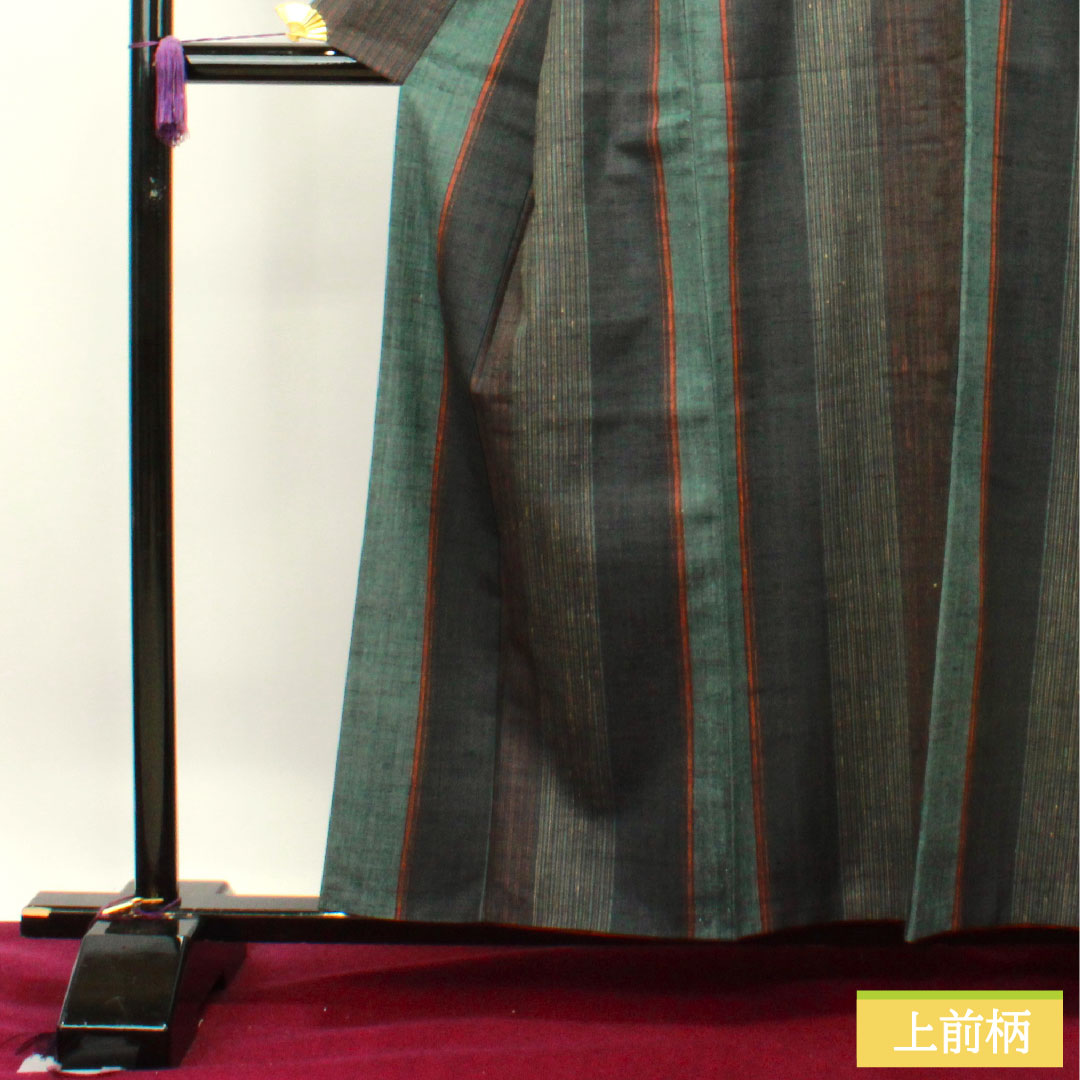 真綿紬 正絹 身丈158.5cm 裄丈64.5cm 縞模様 Sランク 袷 グラデーション系 1116003052399