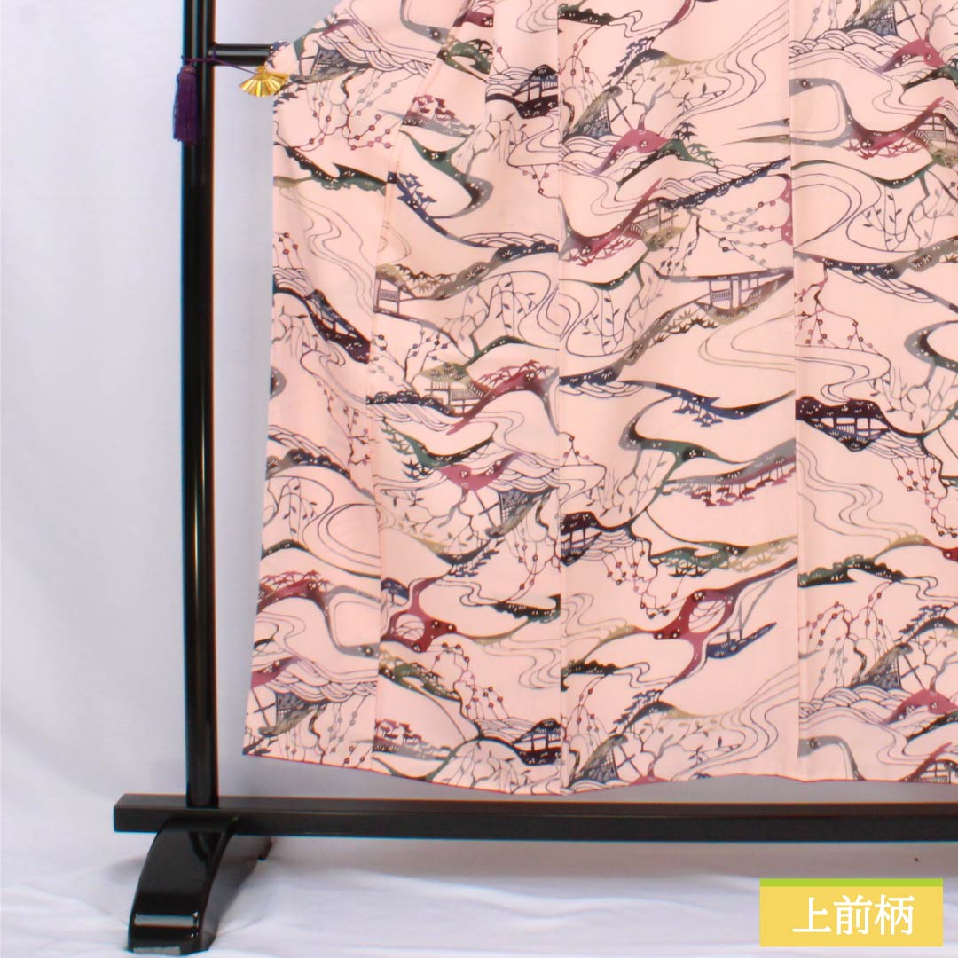 小紋 正絹 Sランク 身丈153.5cm 裄丈64cm 袷 乙女色(おとめいろ) 京紅型 茶屋辻 ピンク系 1115007702213