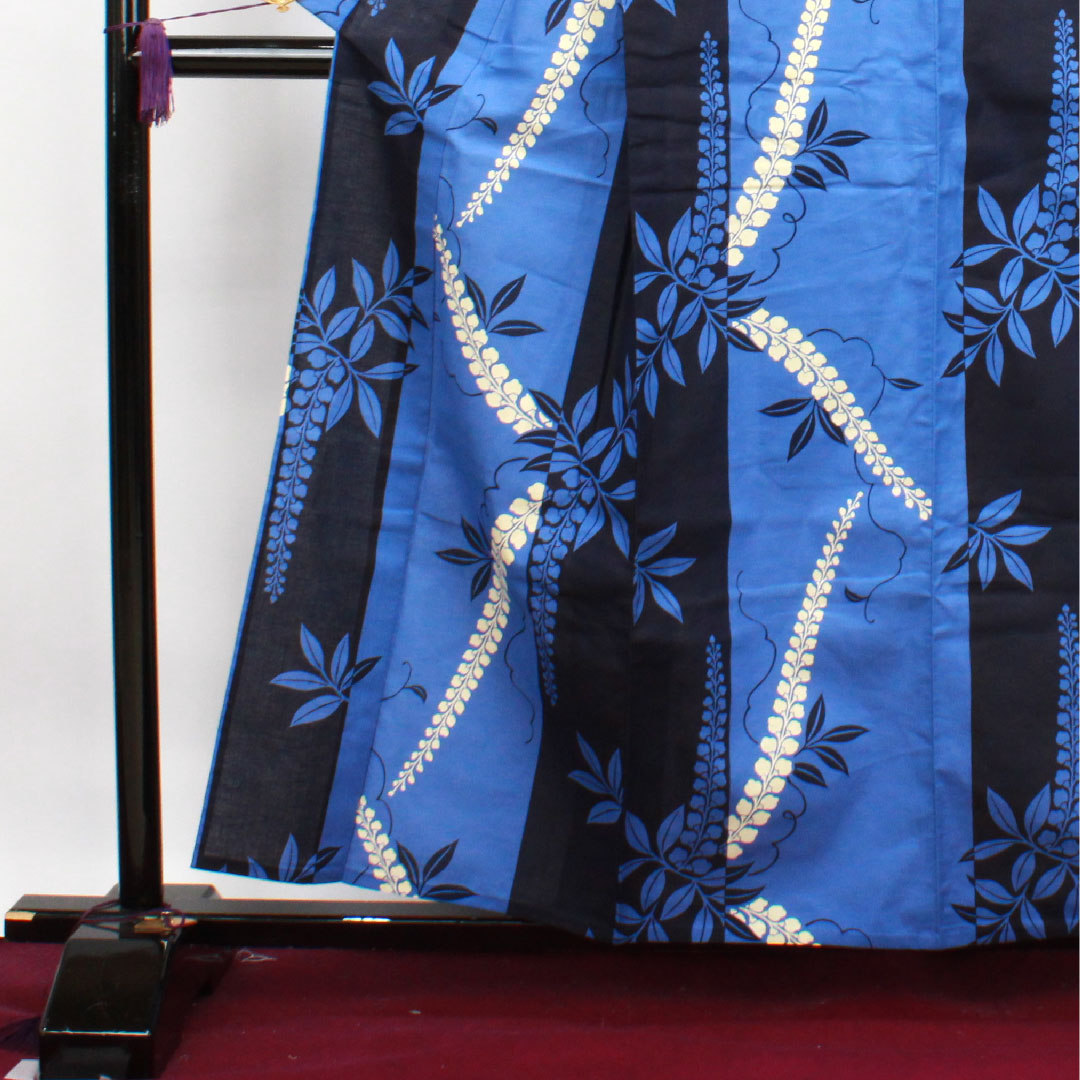 浴衣 しつけ糸付き 未使用品 鈴蘭 木綿 Sランク 単衣 身丈158.5cm 裄丈65cm グラデーション系 1118002912399