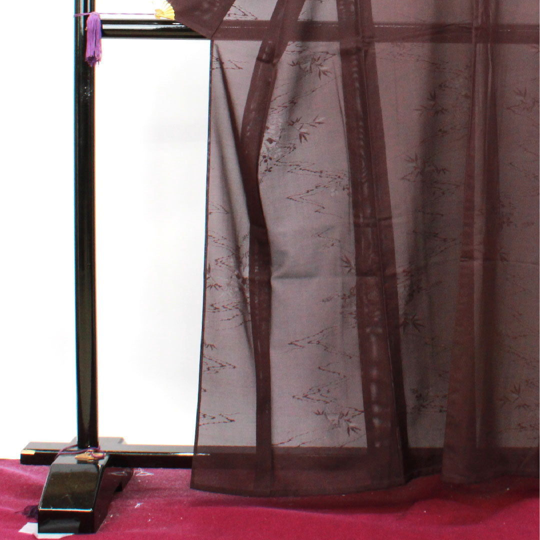 夏物 正絹 色無地 身丈163cm 裄丈64cm 至極色(しごくいろ) 流水 笹 絽 Sランク 紫系 1132001402420