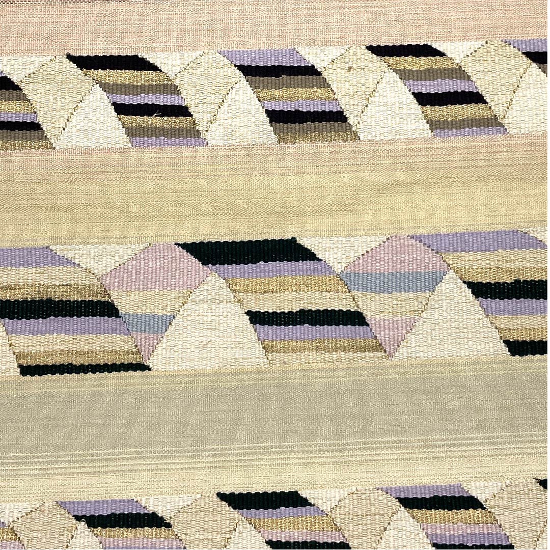 袋帯 生成り色(きなりいろ) 幾何学模様 爪掻つづれ 帯丈444cm 正絹 Sランク ポイント柄 フォーマル クリーム系 1123007772315