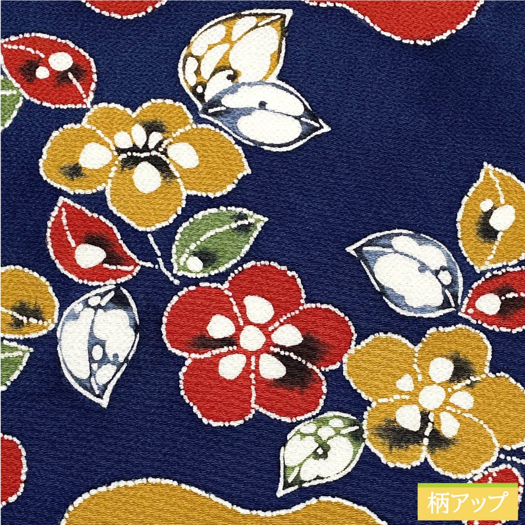 名古屋帯 鉄葡萄色 型染 辻ヶ花 帯丈371.5cm 正絹 Aランク 全通 カジュアル 紺系 1124005403318 名古屋仕立て