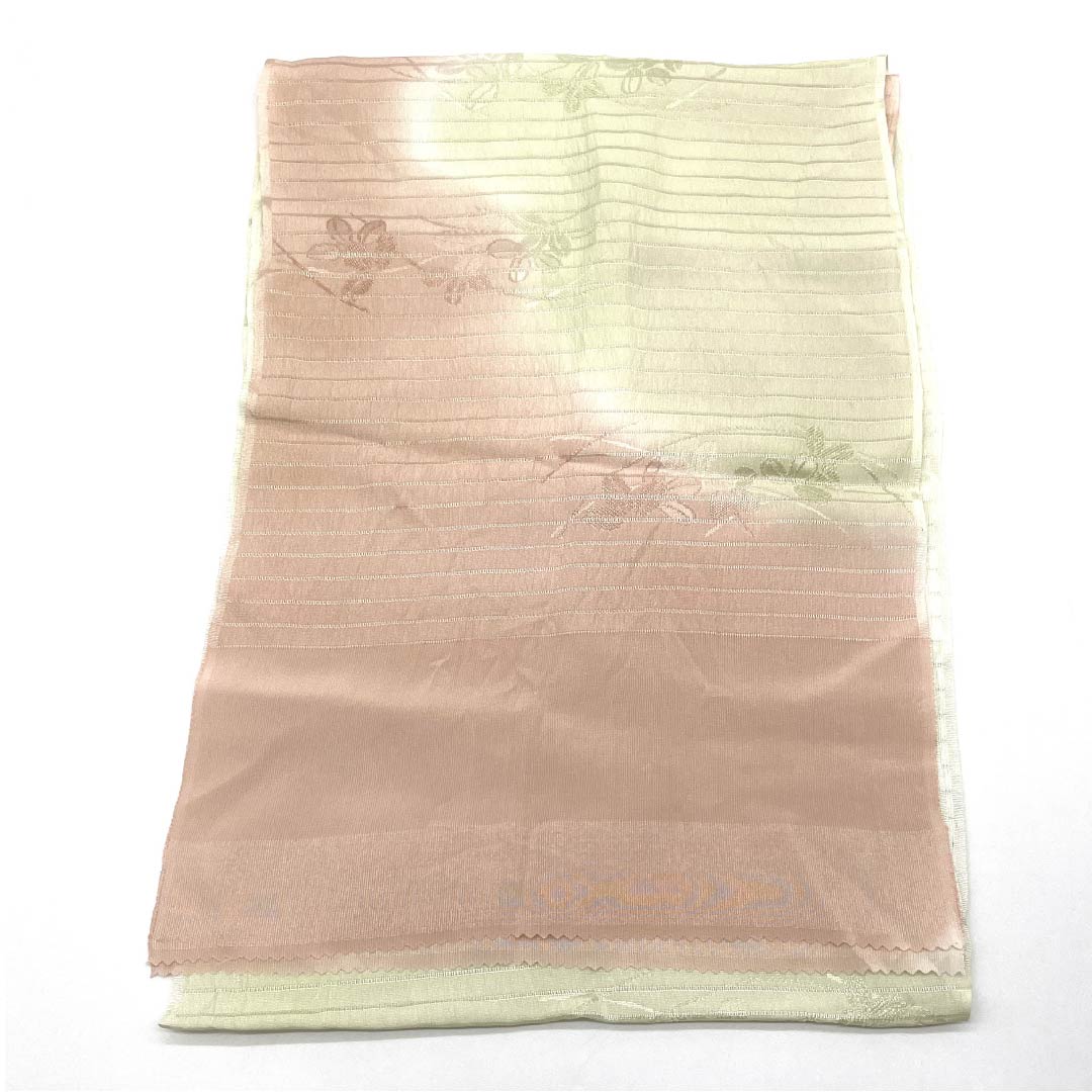 帯揚げ 正絹 セミフォーマル 曙色(あけぼのいろ) 硫黄色(いおういろ) 絽 夏用 長さ約176cm 幅約30cm Sランク ピンク系 1136000662913