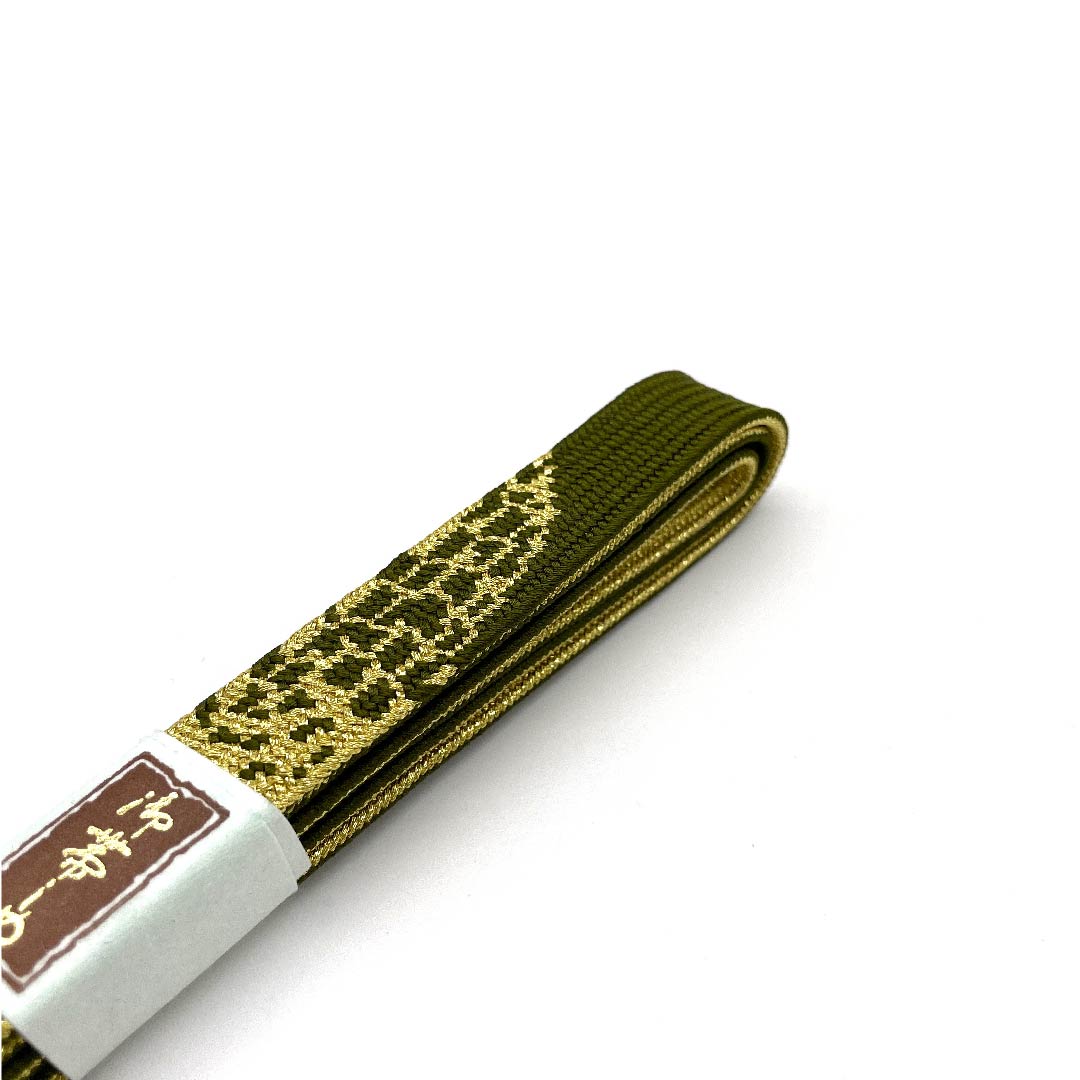 (新古品) 帯締め 正絹 四分紐 蜥蜴色(とかげいろ) 金属糸使用 新古品 長さ約159cm 幅約1.5cm セミフォーマル Sランク 緑系 1135002172319