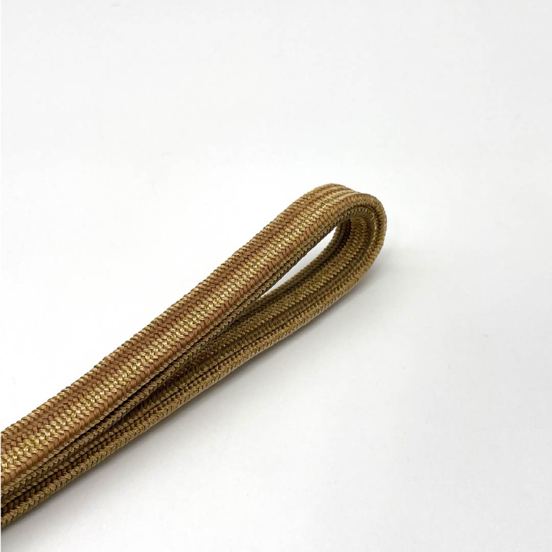 (新品)帯締め 正絹 NEWランク 榛摺色(はりずりいろ) 平田組紐 貝ノ口縞遊玄染 撚り房 長さ約156.5cm 幅約1.6cm セミフォーマル 茶系 1135005081314