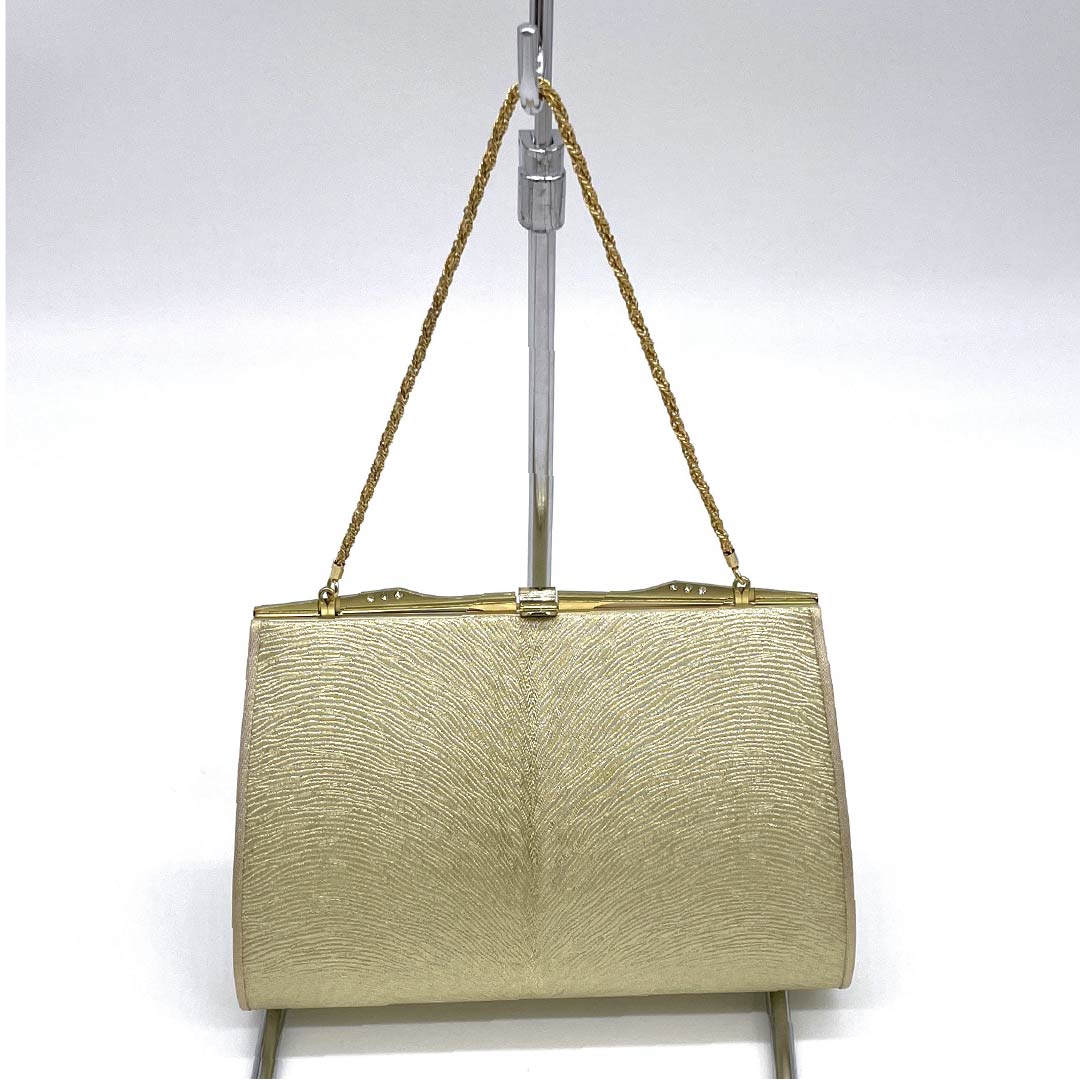 (新古品)草履バックセット フォーマル 金色(きんいろ) 未使用品 古典柄 幾何学模様 Lサイズ 金系 Aランク 1133000203421