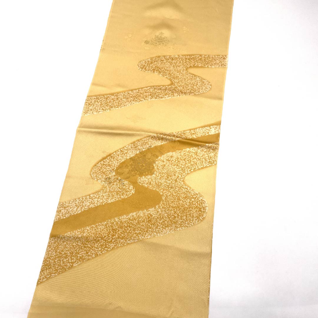 Obiage Silk S-rank Semi-formal Light Mandarin Orange Shosoin pattern Length approximately 184cm Width approximately 30.5cm Cream-colored 1136002432915