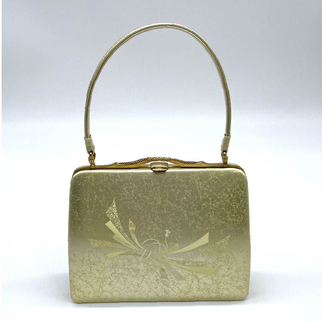 (新古品)草履バックセット フォーマル 金色(きんいろ) 未使用品 古典柄 螺鈿 Mサイズ 金系 Aランク 1133000223321