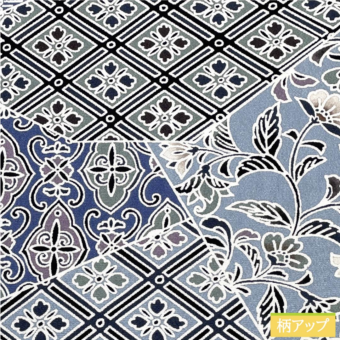 袋帯 薄藍色(うすあいいろ) 切り嵌め風 花柄 帯丈453cm 正絹 Sランク 全通 カジュアル 水色系 1123009632424