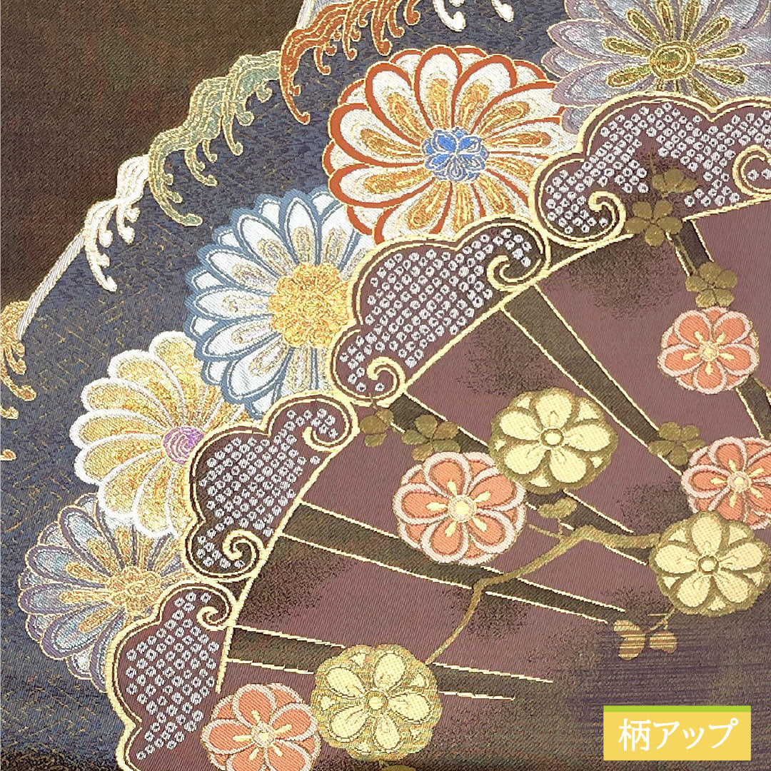 袋帯 正絹 Aランク 深滅紫色(ふかきけしむらさきいろ) 西陣織 吉祥文様 金通し 帯丈416cm 六通 フォーマル 紫系 1123017043320