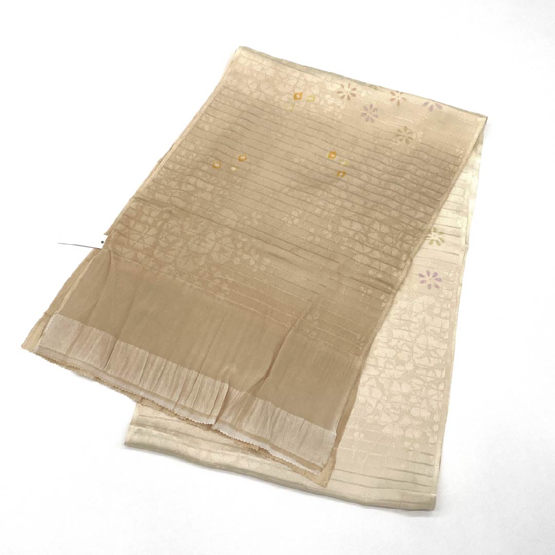 (Like new) Obijime and Obiage Set, Pure Silk, S-Rank, Tonokoiro (Stainless Steel), Length: Approx. 160cm, Width: Approx. 1.5cm, Semi-Formal, Beige, Product Number: 1141000102325