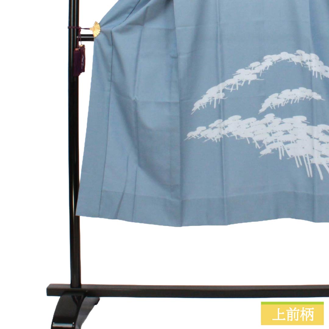 メンズ襦袢 ポリエステル Sランク 身丈137.5cm 裄丈68cm 朧花色(おぼろはないろ) 風景画 単衣 青系 1140000922317