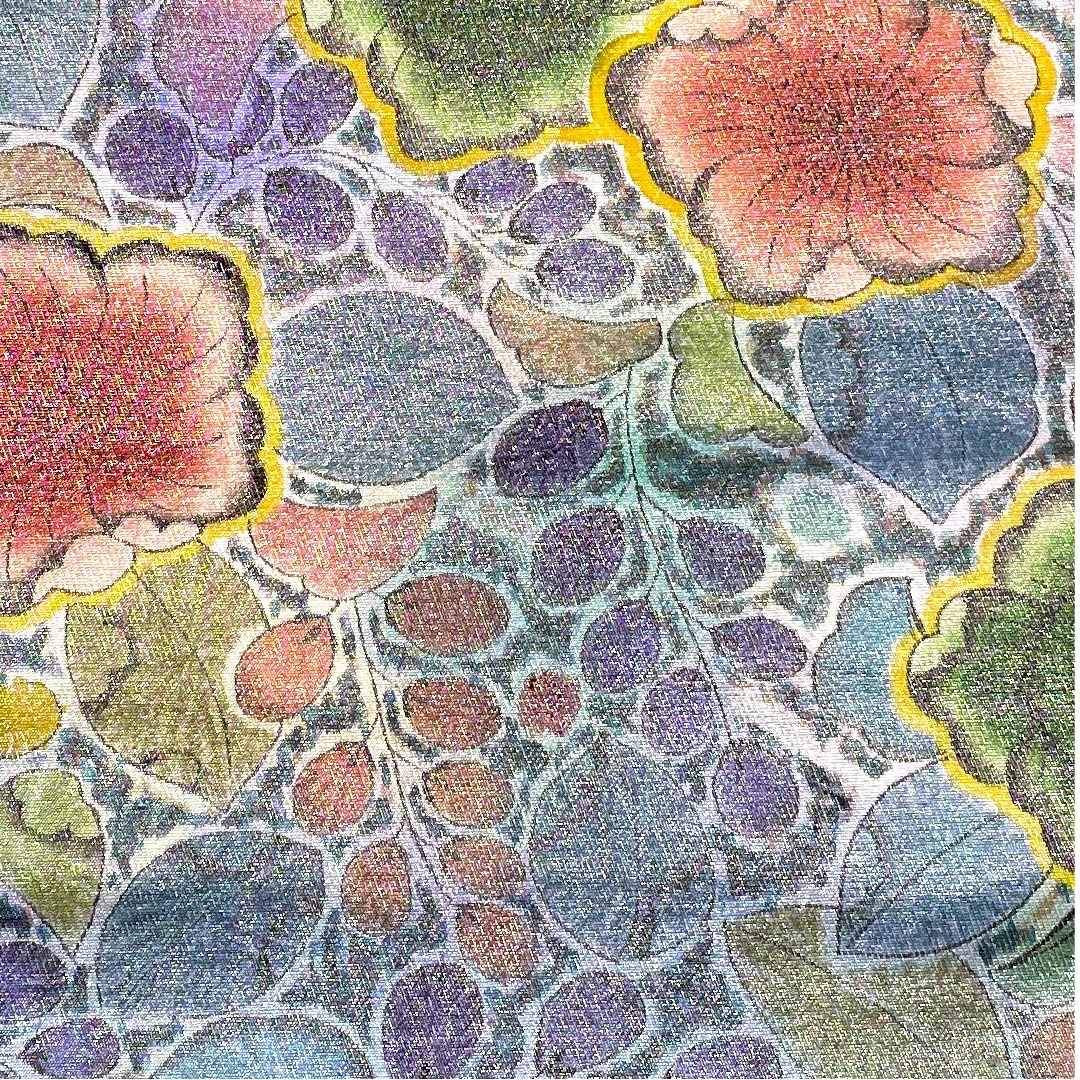 袋帯 千種色(ちぐさいろ) 銀通し 辻ヶ花 帯丈428cm 正絹 Sランク ポイント柄 セミフォーマル 緑系 1123008822319