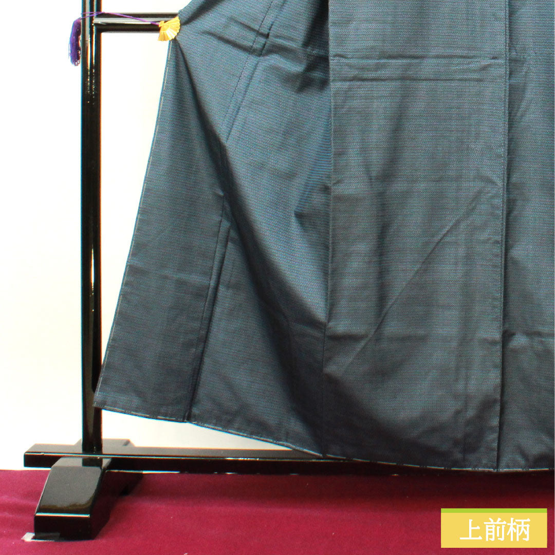男物 正絹 身丈159cm 裄丈73cm 大島紬 100亀甲 亀甲模様 しつけ糸付き Sランク 袷 紺系 1119000802518
